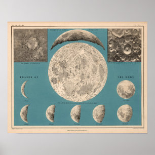 Poster Ilustração da Lua Vintage