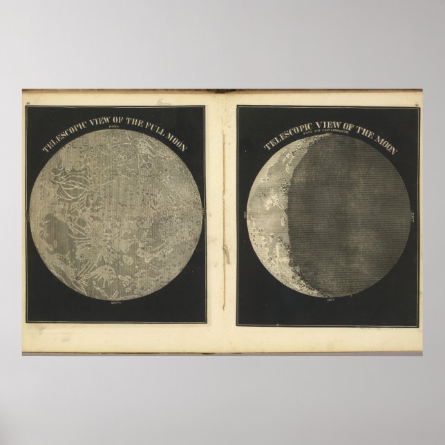 Poster Ilustração da Lua Vintage (Frente)