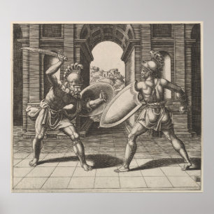 Poster Ilustração da luta da espada do gladiador do