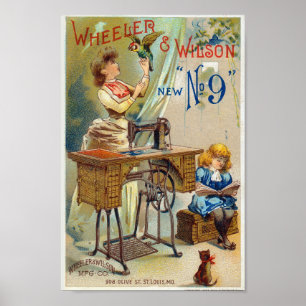 Poster Ilustração da Máquina de Costura Vintage