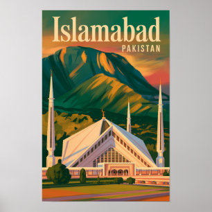 Poster Ilustração da Mesquita Faisal Islamabad Paquistão