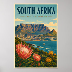 Poster Ilustração da Montanha da Mesa na África do Sul Vi