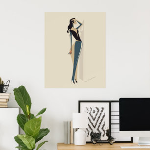 Poster Ilustração da Mulher da Moda Elegante - Minimalist