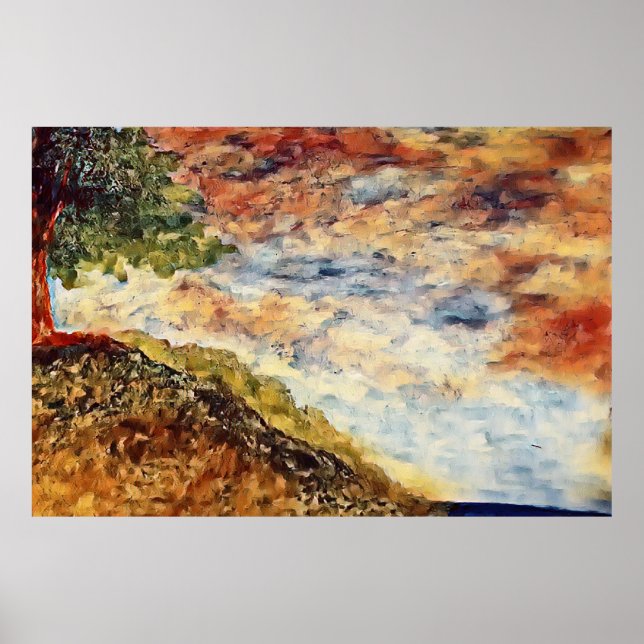 Poster Ilustração da Paisagem da Floresta Mágica do outon (Frente)