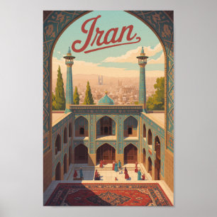 Poster Ilustração da Paisagem do Irã Arte de Viagem Vinta