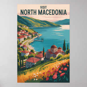 Poster Ilustração da paisagem urbana da Macedônia do Nort