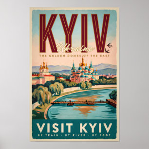 Poster Ilustração da paisagem urbana de Kiev Ucrânia Arte