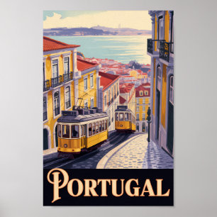 Poster Ilustração da paisagem urbana de Lisboa em Portuga