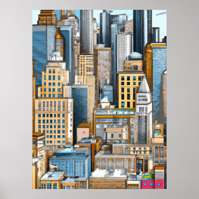 Poster Ilustração da paisagem urbana de Nova York (Frente)