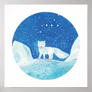 Poster Ilustração da Pequena Raposa Árctica (Vulpes lagop