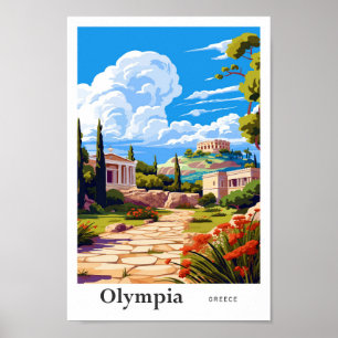 Poster Ilustração da pintura de Viagem da Grécia Olympia