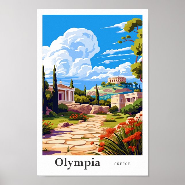 Poster Ilustração da pintura de Viagem da Grécia Olympia (Frente)
