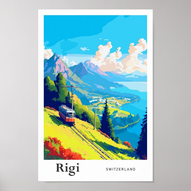 Poster Ilustração da pintura de Viagem de Suiça de Rigi (Frente)