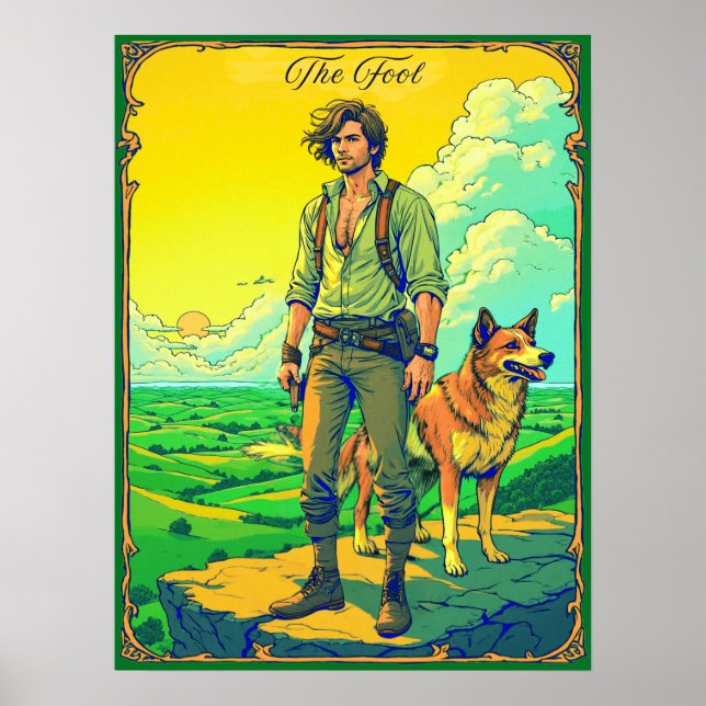 Poster Ilustração da Placa Tarot, A Tolo (Frente)