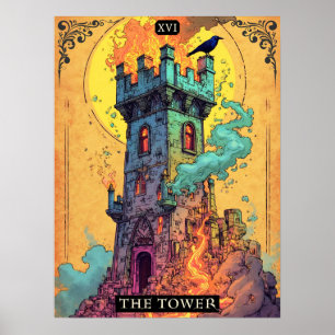 Poster Ilustração da Placa Tarot, A Torre