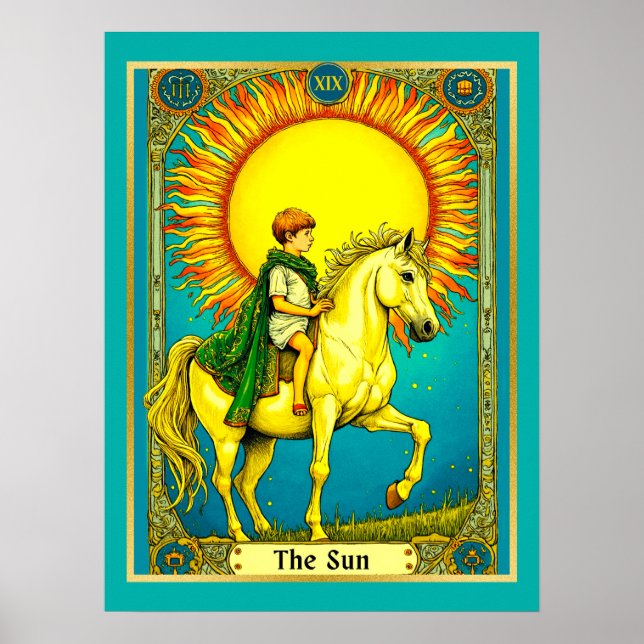 Poster Ilustração da Placa Tarot, O Sol (Frente)