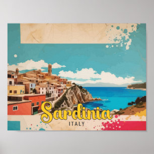 Poster Ilustração da Pop Art Viagem da Sardenha Itália