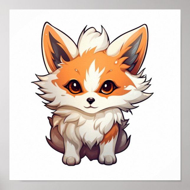 Poster Ilustração da raposa de desenho animado (Frente)