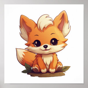 Poster Ilustração da raposa de desenho animado