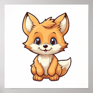 Poster Ilustração da raposa de desenho animado