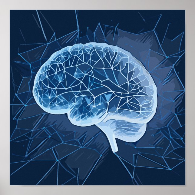 Poster Ilustração da rede do cérebro - Rede neural (Frente)