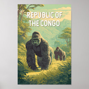 Poster Ilustração da República do Congo Viagem Arte