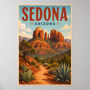 Poster Ilustração da Rocha da Catedral de Sedona Arizona