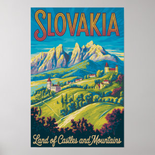 Poster Ilustração da Silhueta da Eslováquia Arte de Viage