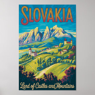 Poster Ilustração da Silhueta da Eslováquia Arte de Viage