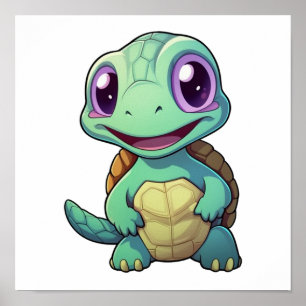 Poster Ilustração da tartaruga de desenho animado