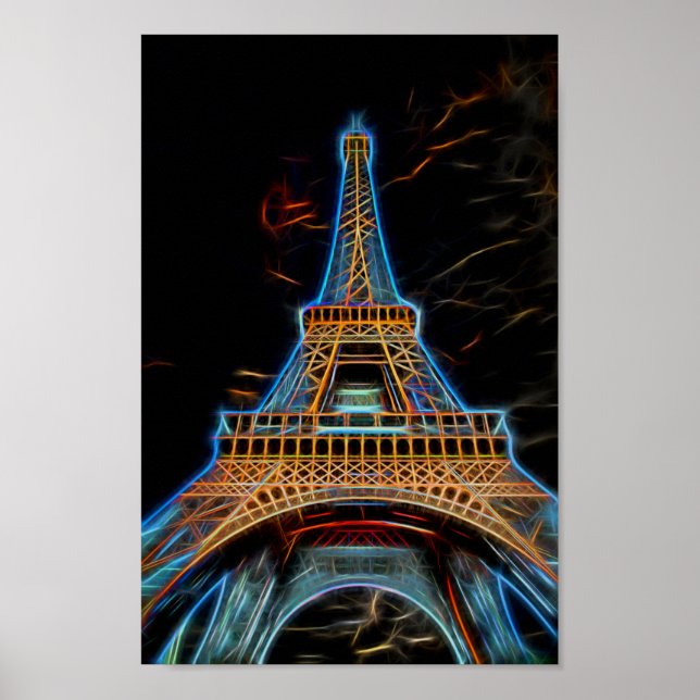 Poster Ilustração da Torre Eiffel - Paris, França (Frente)