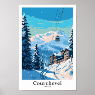 Poster Ilustração da Viagem Art Vintage de Courchevel Fra