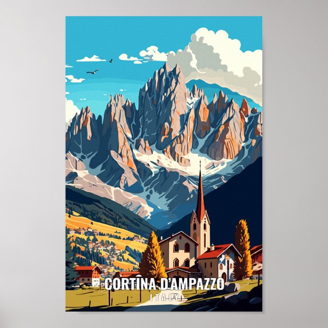 Poster Ilustração da Viagem de Arte Cortina d'Ampazzo (Frente)