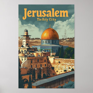Poster Ilustração da Viagem de Arte de Jerusalem Vintage