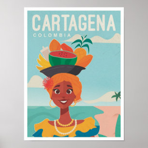 Poster Ilustração da Viagens vintage Cartagena Colombia
