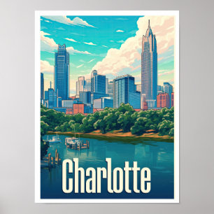 Poster Ilustração da Viagens vintage Charlotte Art