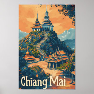 Poster Ilustração da Viagens vintage Chiang Mai Thailand