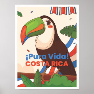 Poster Ilustração da Viagens vintage de Arte da Costa Ric