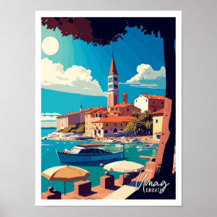 Poster Ilustração da Viagens vintage de Arte da Croácia U