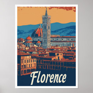 Poster Ilustração da Viagens vintage de Arte da Florence