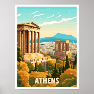 Poster Ilustração da Viagens vintage de Arte da Grécia de