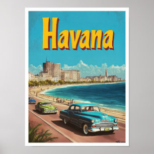 Poster Ilustração da Viagens vintage de Arte de Havana Cu