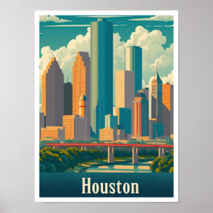 Poster Ilustração da Viagens vintage de Arte de Houston T