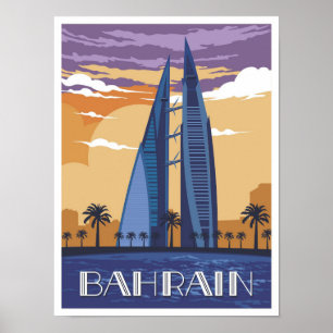 Poster Ilustração da Viagens vintage de Arte de Manama Ba