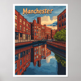 Poster Ilustração da Viagens vintage de Arte de Mancheste