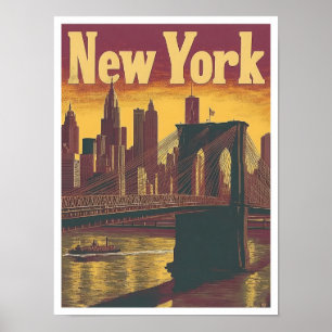 Poster Ilustração da Viagens vintage de Arte de Nova York