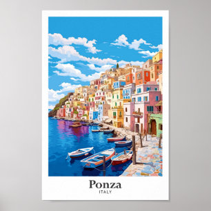 Poster Ilustração da Viagens vintage de Arte de Ponza Itá