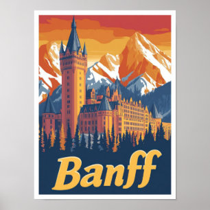 Poster Ilustração da Viagens vintage de Arte do Banff Can