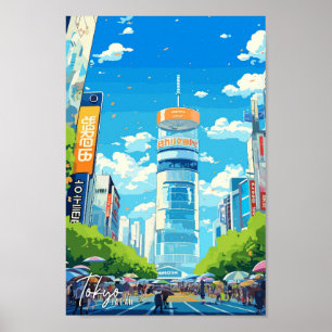 Poster Ilustração da Viagens vintage de Arte do Japão em 