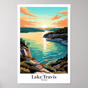 Poster Ilustração da Viagens vintage de Arte do Lago Trav